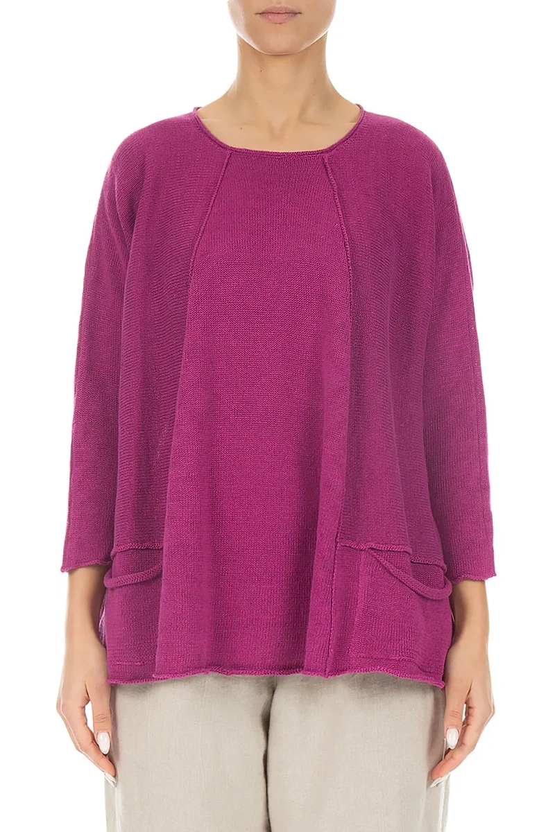 A-Line Two Pockets Orchid Linen Jumper 1