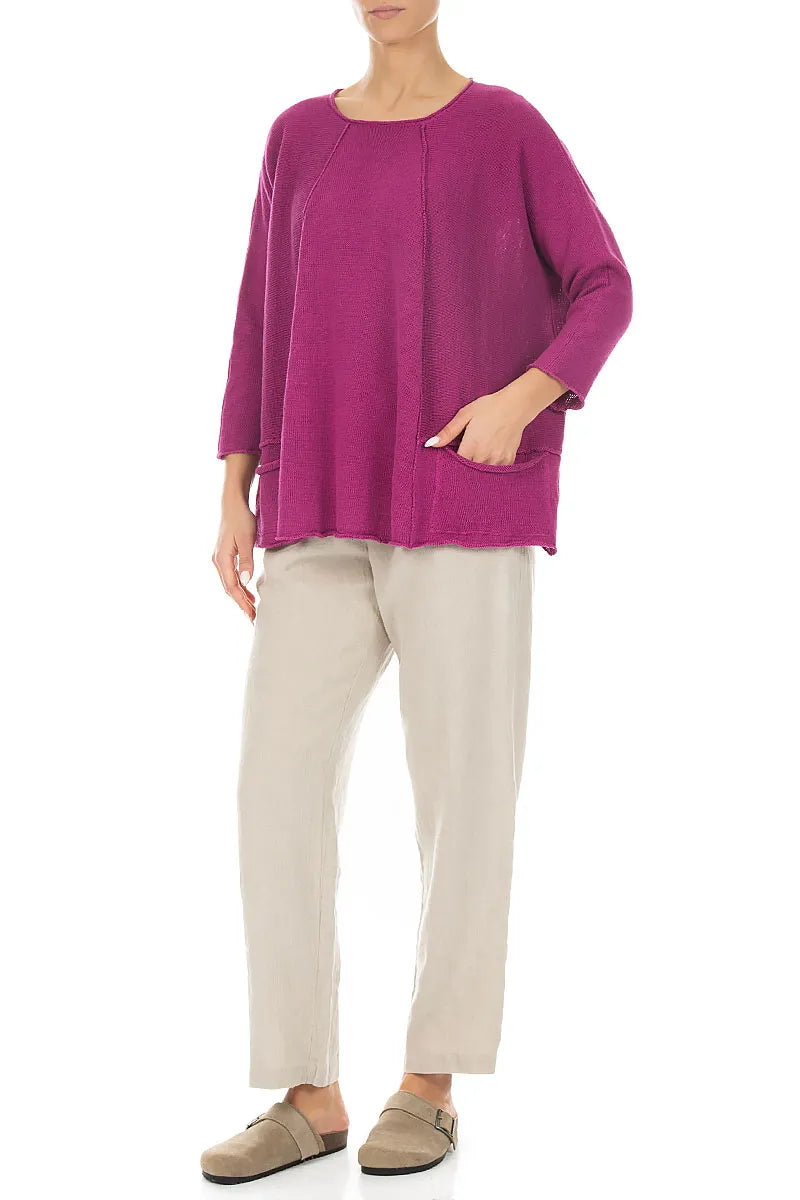 A-Line Two Pockets Orchid Linen Jumper 4