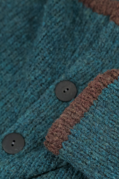 Longer Back Teal Wool Cardigan