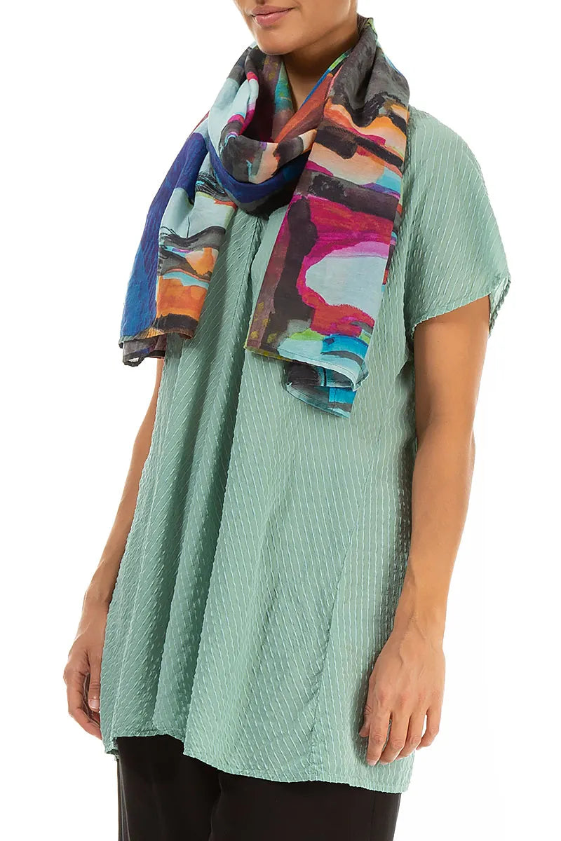 Abstract Silk Cotton Scarf 3