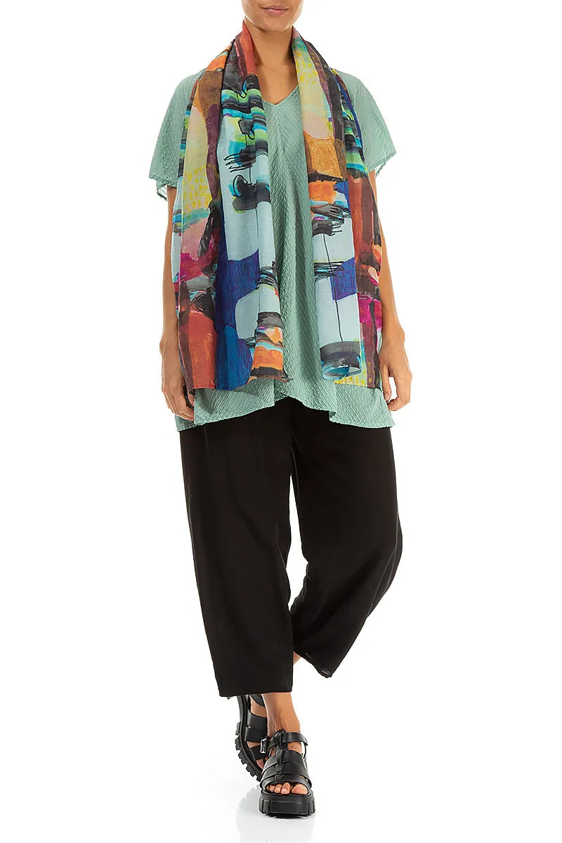 Abstract Silk Cotton Scarf 2