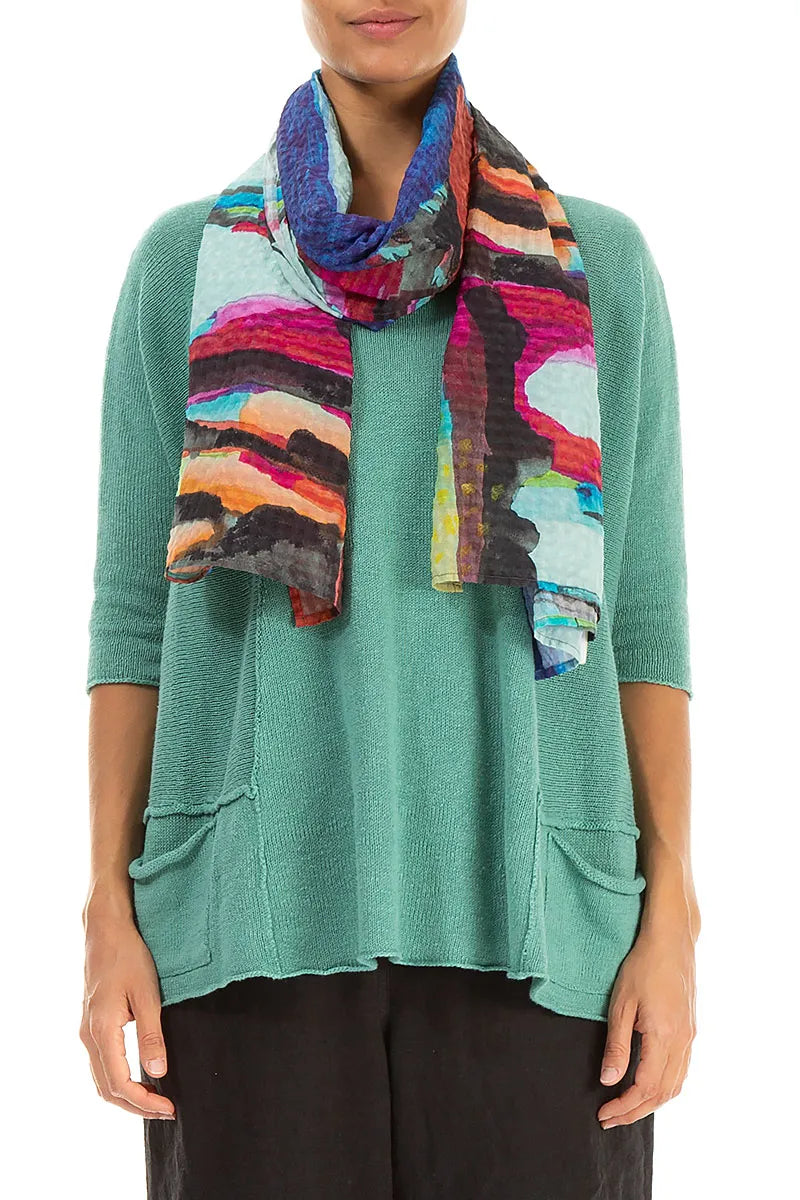 Abstract Textured Silk Scarf 1