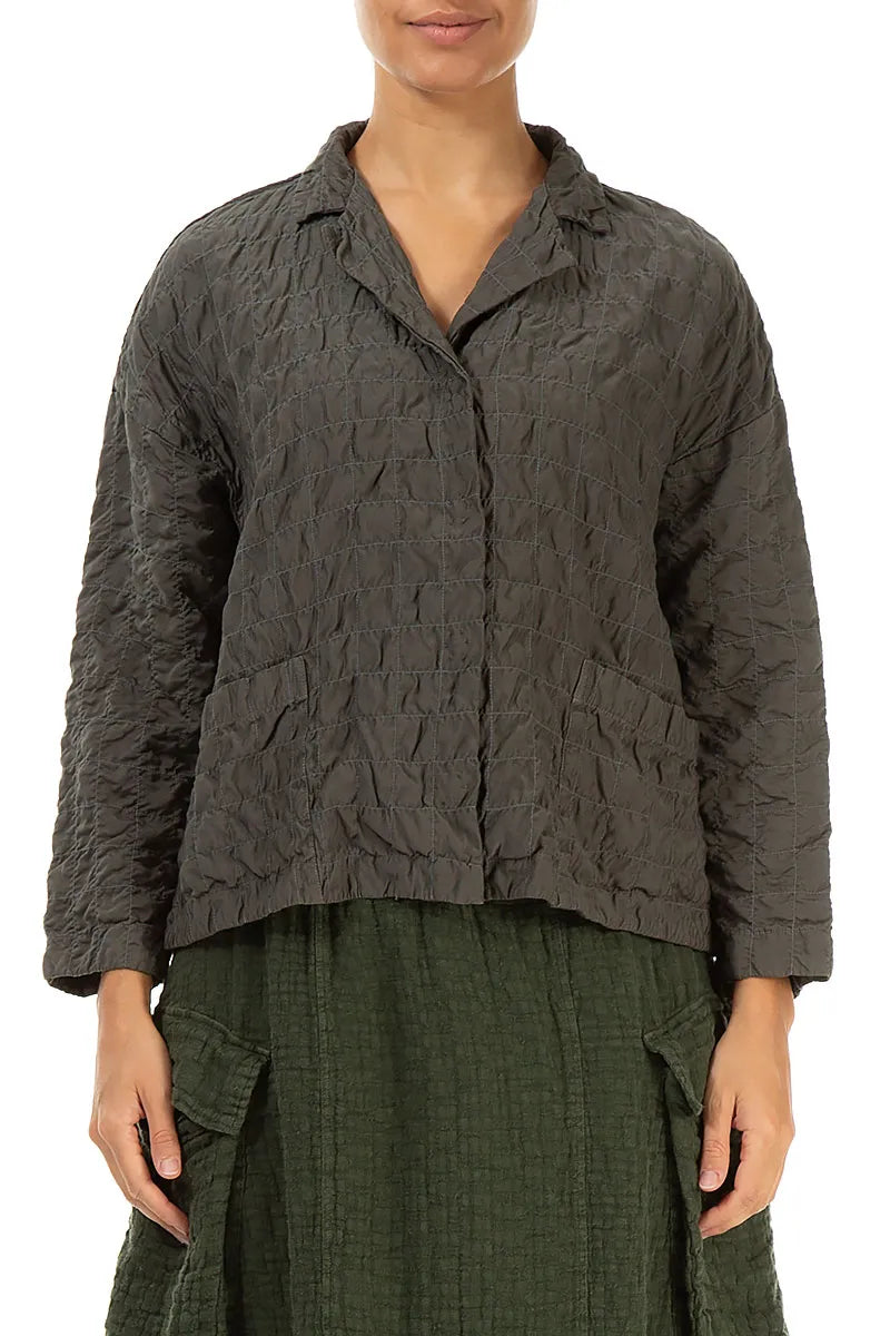 Aged Brown Pleated Silk Bamboo Jacket