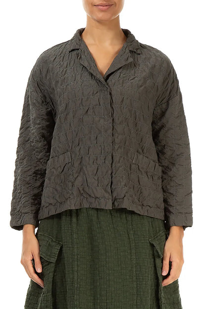 Gealterte braune Plissee-Bambusjacke aus Seide