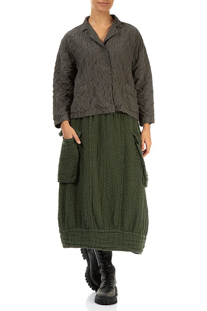 Gealterte braune Plissee-Bambusjacke aus Seide