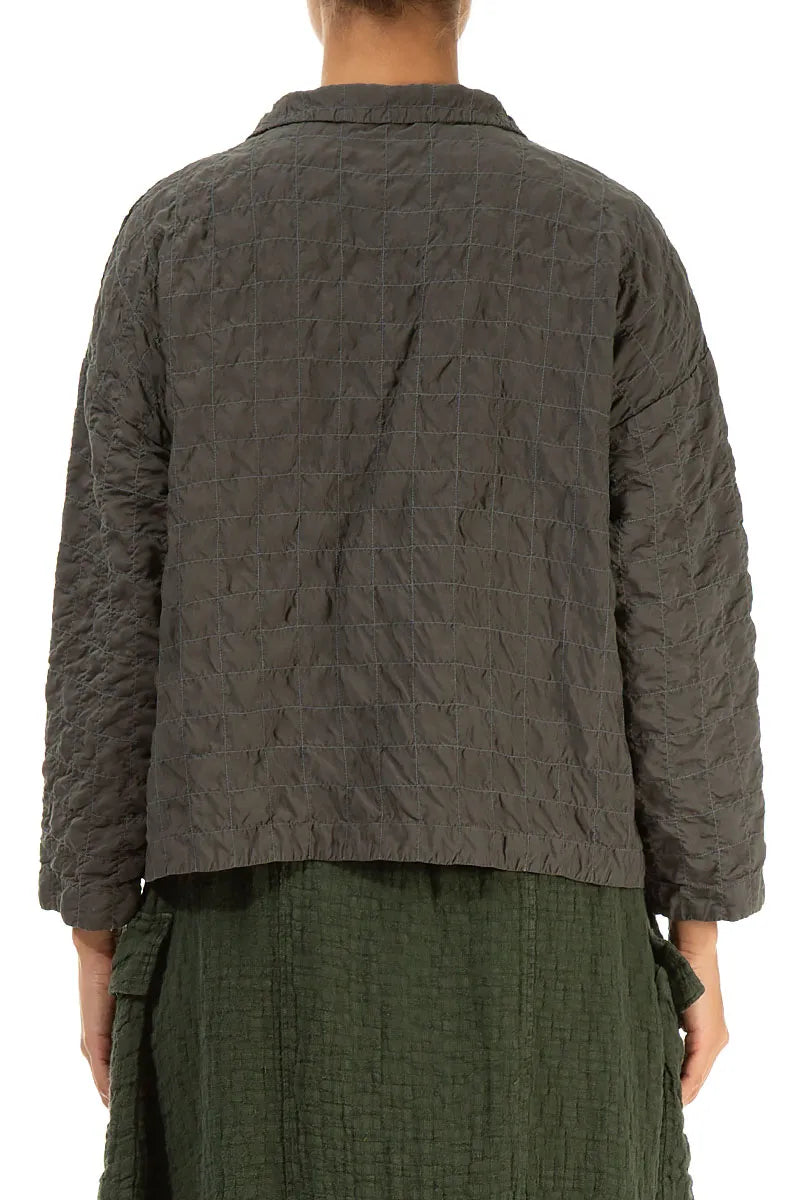 Aged Brown Pleated Silk Bamboo Jacket