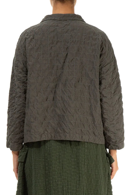 Gealterte braune Plissee-Bambusjacke aus Seide