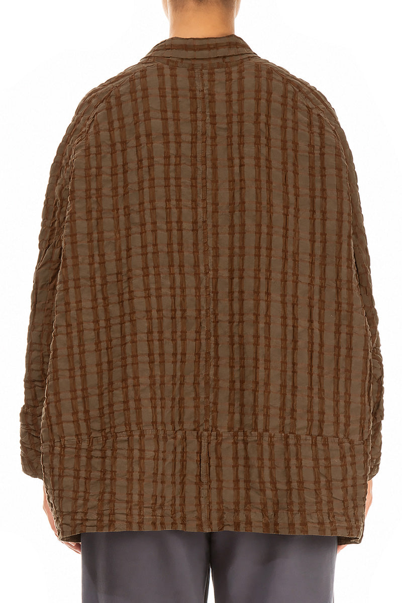 Aged Copper Checkered Linen Cotton Jacket 2