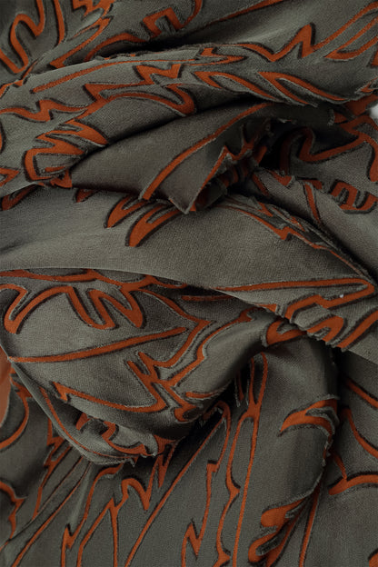 Aged Copper Devoré Feather Silk Scarf 6