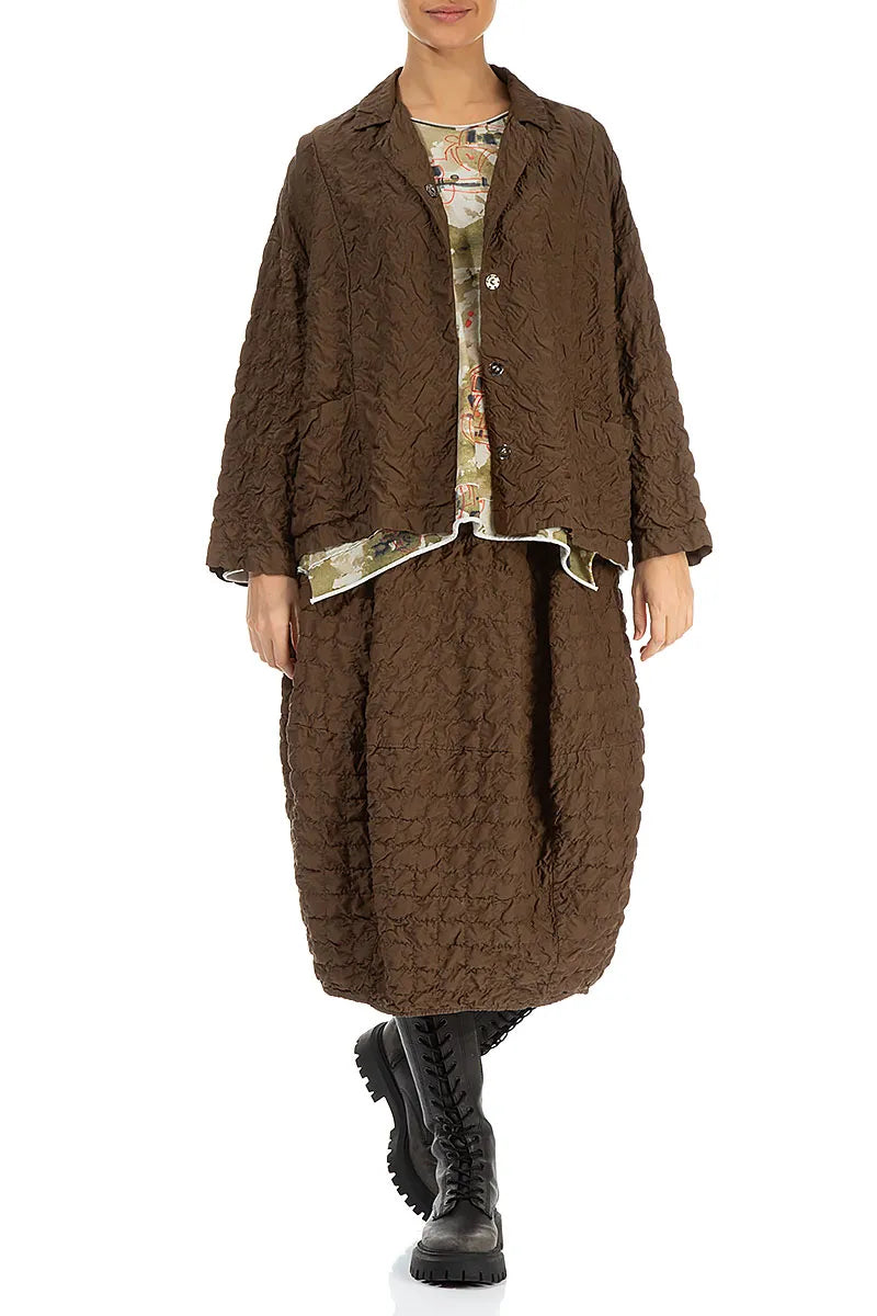 Plissierte Jacke aus Bambusseide in gealtertem Kupfer