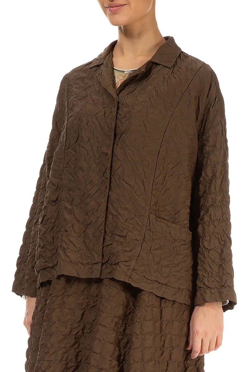 Plissierte Jacke aus Bambusseide in gealtertem Kupfer