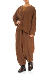 Aged Copper Pleated Silk Linen Jacket 4