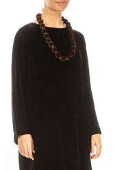 Aged Copper Silk Velvet Bead Necklace 3