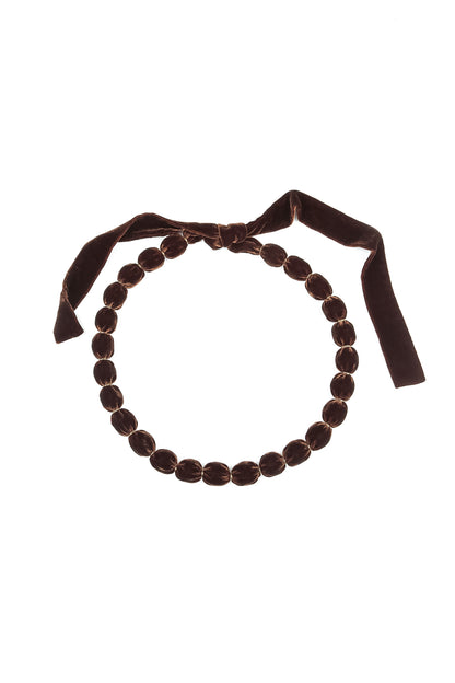 Aged Copper Silk Velvet Bead Necklace 4