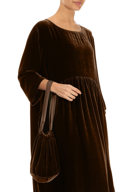 Aged Copper Silk Velvet Evening Hand Bag