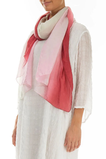 Antique Ruby Beige Ombré Crumpled Silk Scarf 3