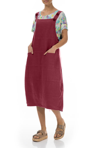 Antique Ruby Linen Dungaree Dress 5