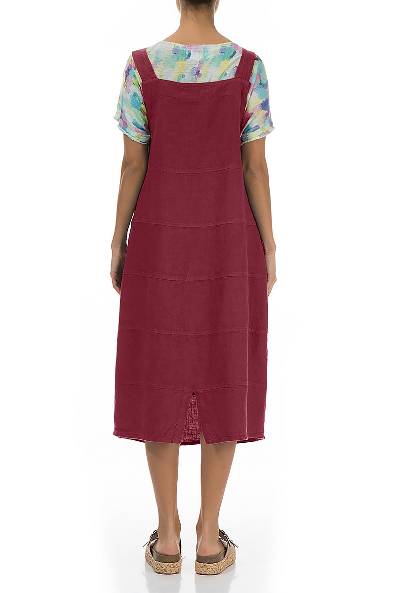 Antique Ruby Linen Dungaree Dress 2