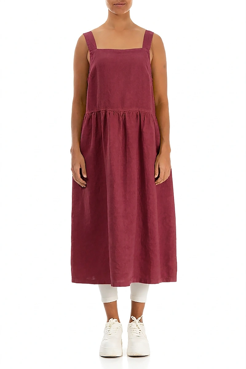 Antique Ruby Linen Pinafore Dress 1