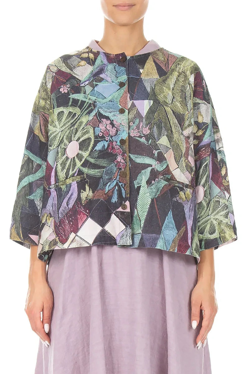 Art Mosaic Linen Jacket Blouse 1