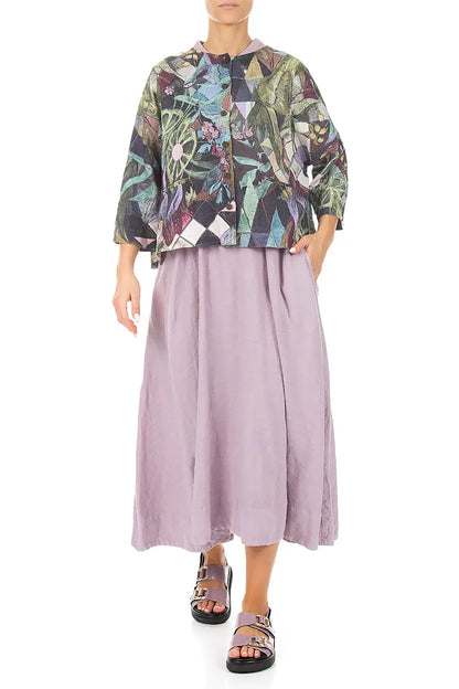 Kunst Mosaik Leinen Jackenbluse