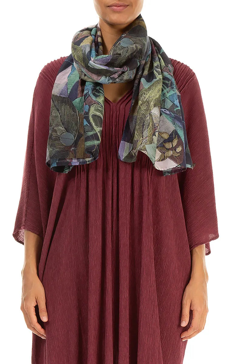 Seiden-Baumwoll-Schal mit Mosaikmuster