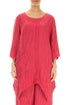 Asymmetric Crinkled Raspberry Silk Linen Tunic 1