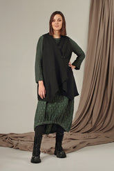 Asymmetric Black Plush Wool Cotton Gilet 8