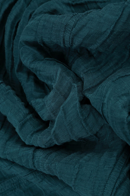 Asymmetric Crinkled Dark Teal Silk Linen Tunic 5