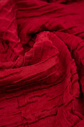 Asymmetric Crinkled Red Silk Linen Tunic 5