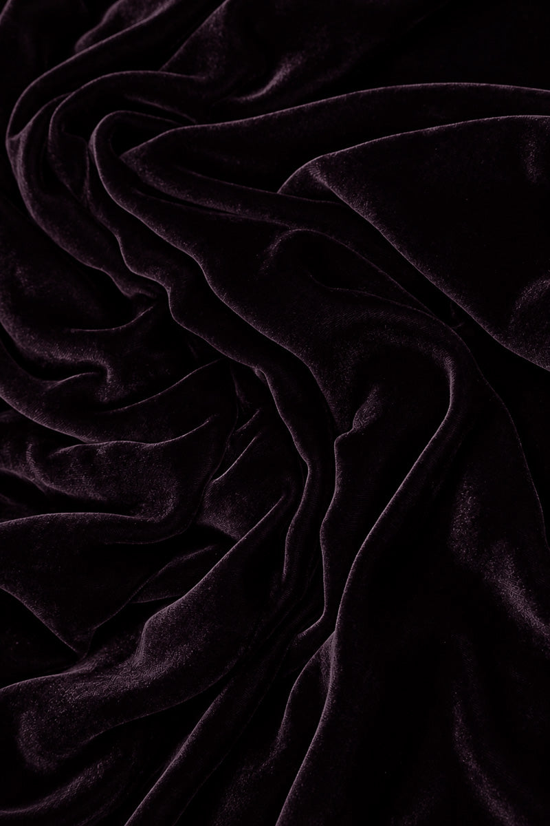Asymmetric Deep Plum Silk Velvet Tunic 5