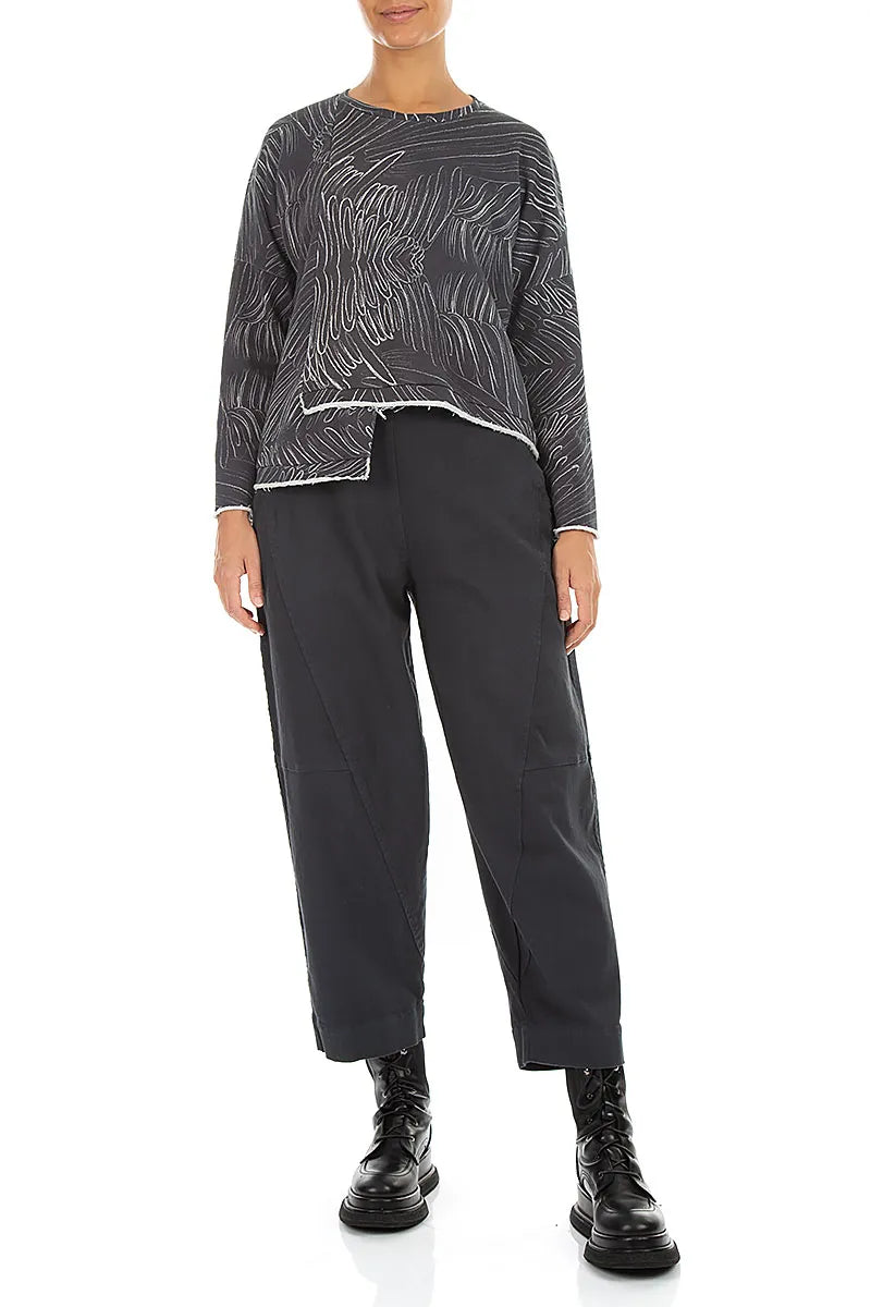 Asymmetric Feather Grey French Terry Cotton Blouse 4