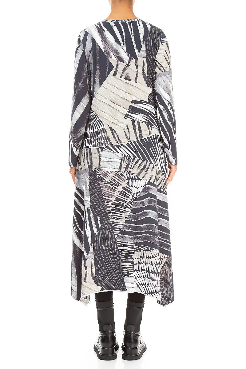 Asymmetric Flared Wild Ink Cotton Dress 2
