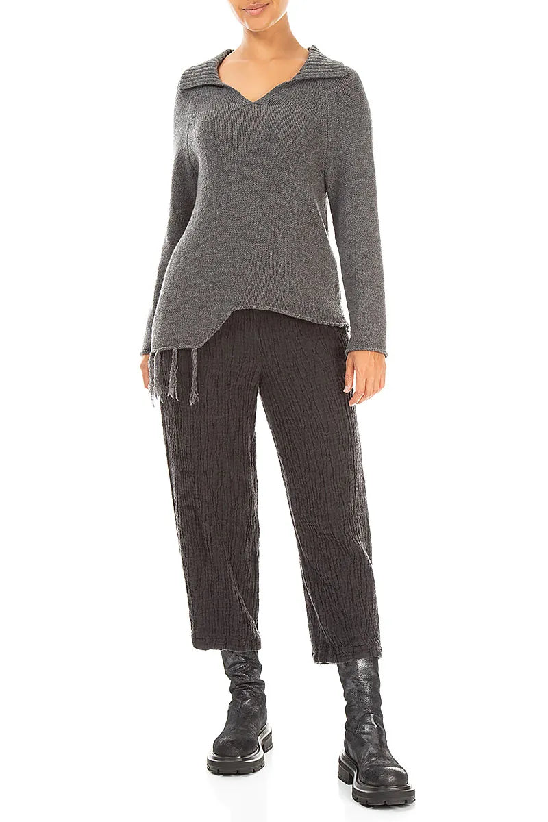 Asymmetric Grey Merino Wool Sweater 4