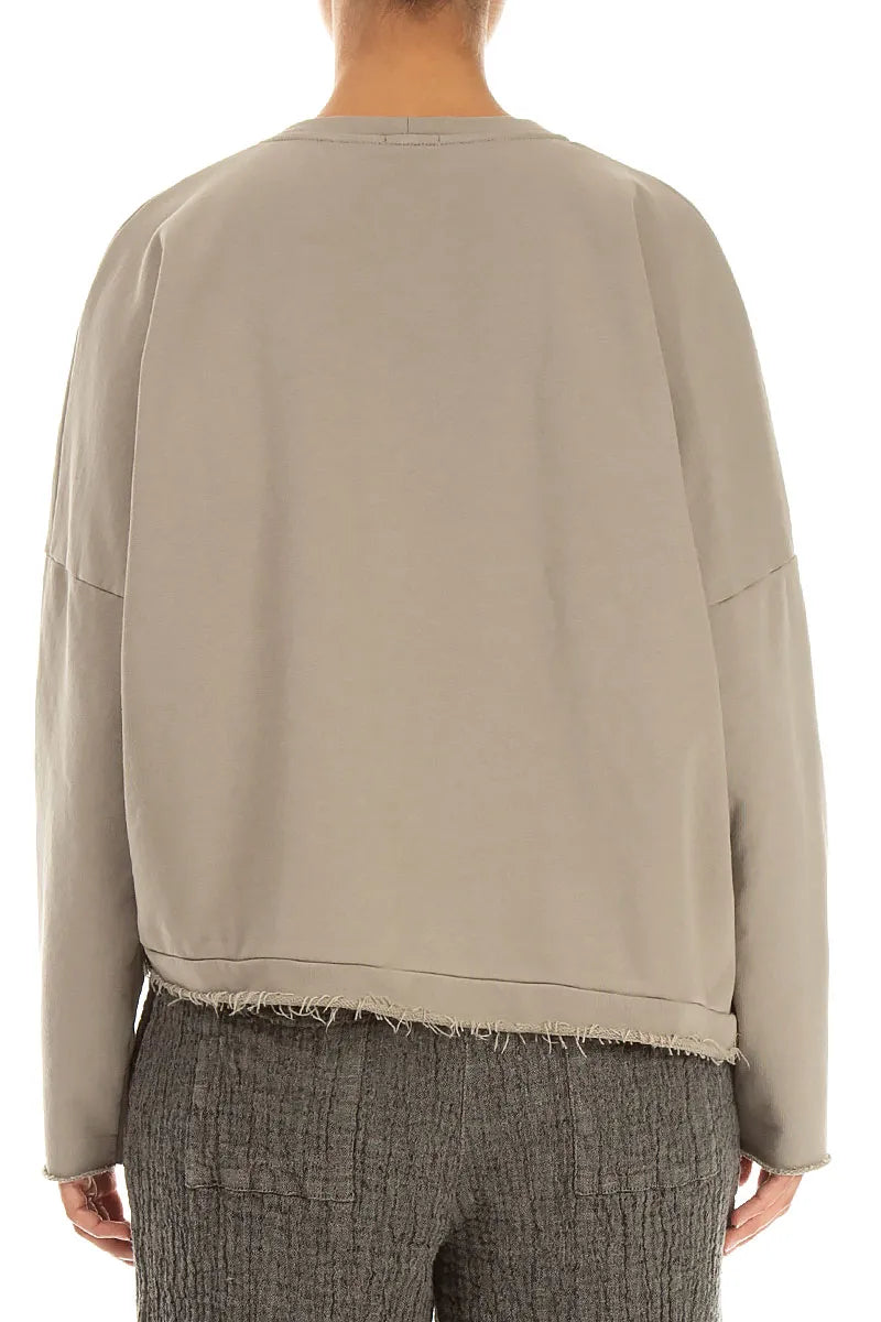 Asymmetric Olive French Terry Cotton Blouse 2