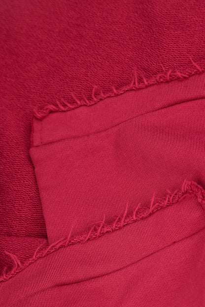 Asymmetric Ruby French Terry Cotton Blouse