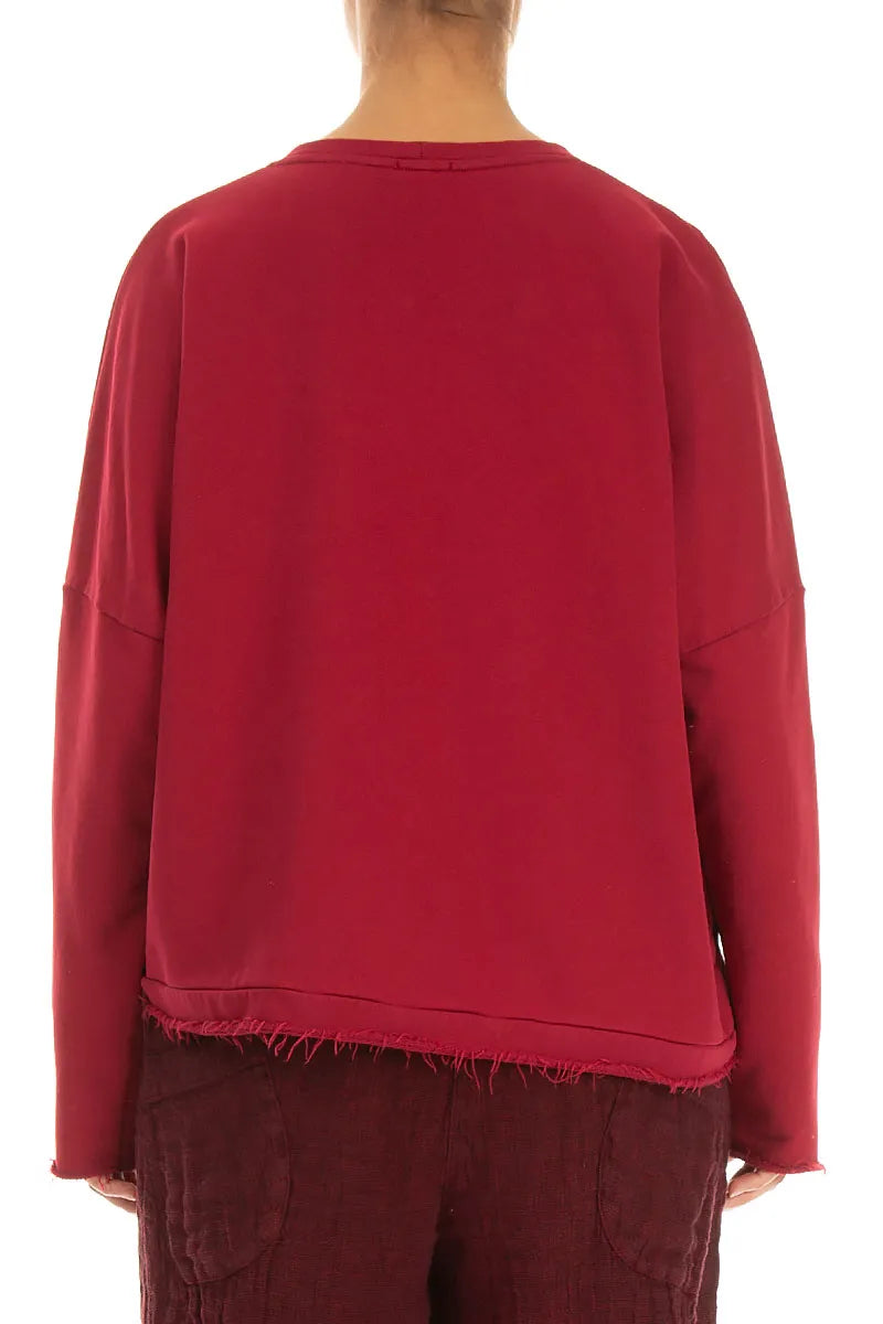 Asymmetric Ruby French Terry Cotton Blouse 2