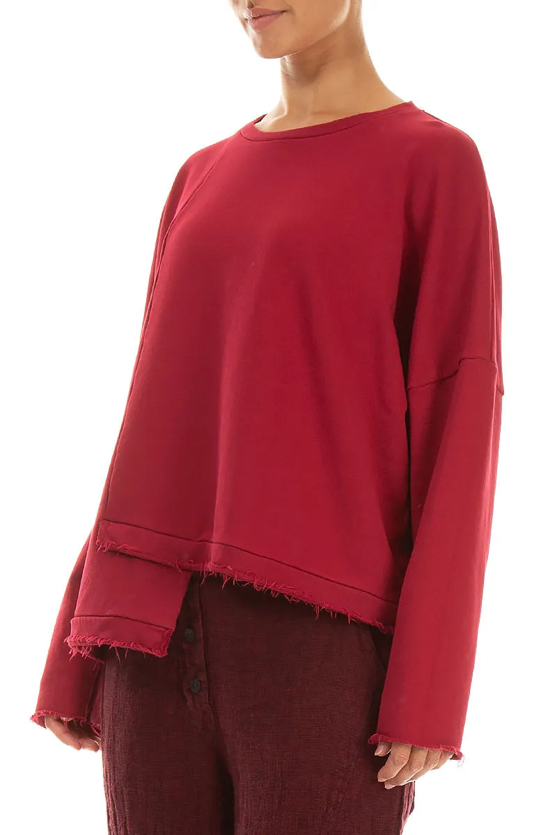 Asymmetric Ruby French Terry Cotton Blouse 3