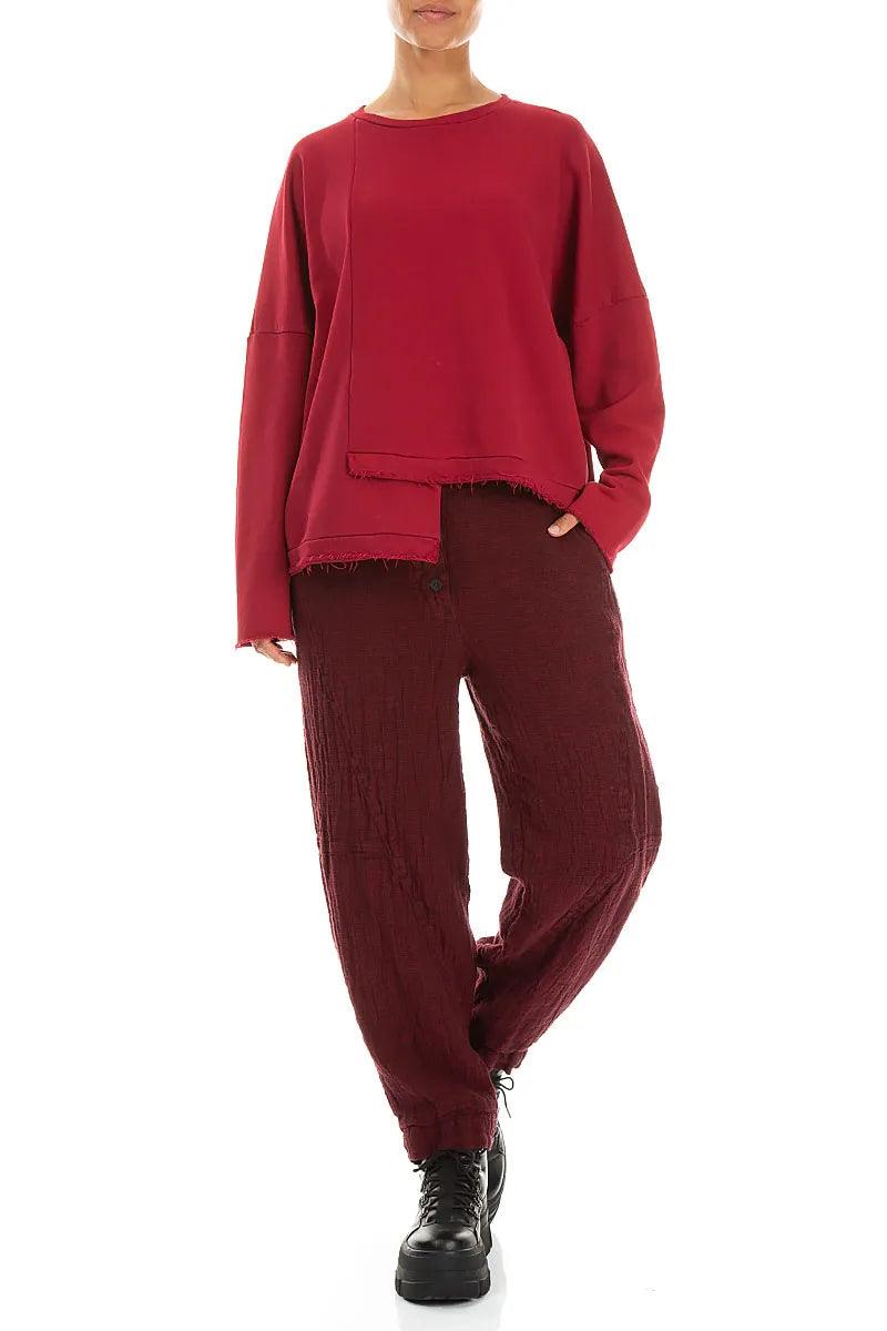 Asymmetric Ruby French Terry Cotton Blouse 4