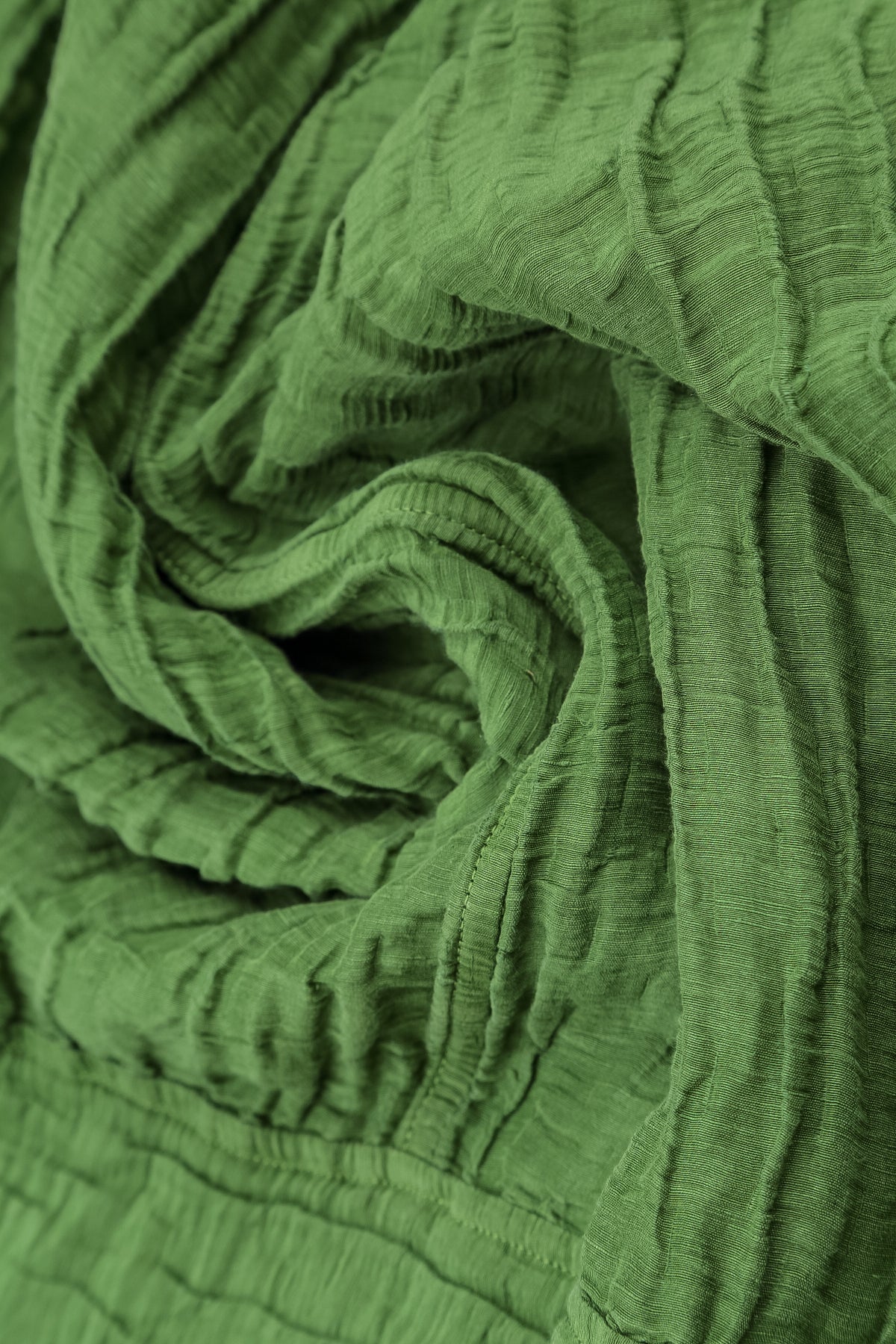Asymmetric Shamrock Green Crinkled Silk Linen Blouse