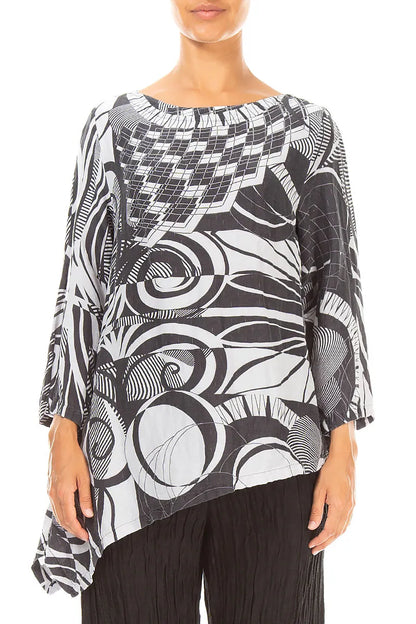 Tunique asymétrique texturée gris perle Orbit en soie