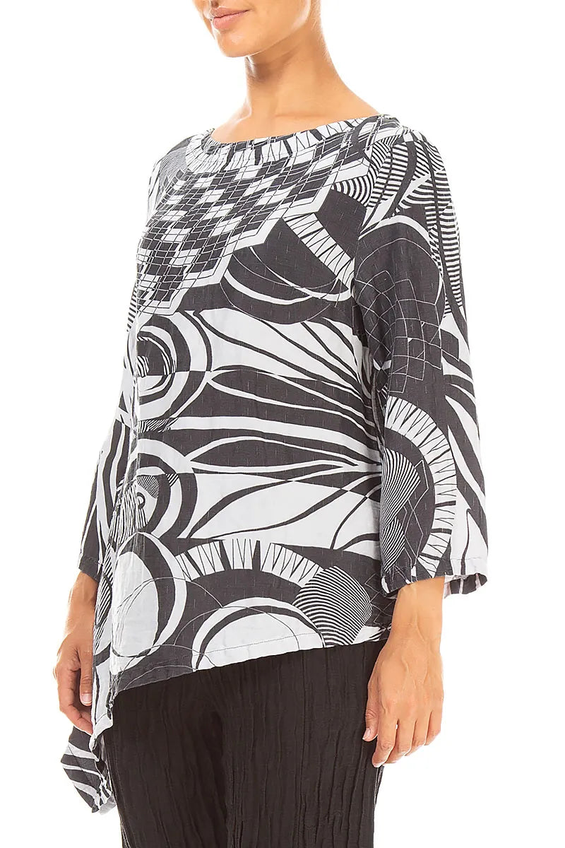 Tunique asymétrique texturée gris perle Orbit en soie