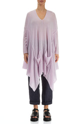 Asymmetric V-Neck Light Pink Wool Jumper 1