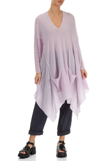 Asymmetric V-Neck Light Pink Wool Jumper 4