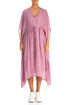 Asymmetric V-Neck Mauve Taupe Textured Silk Dress 1
