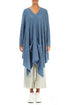 Asymmetric V-Neck Petrol Blue Wool Jumper 1
