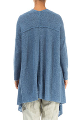 Asymmetric V-Neck Petrol Blue Wool Jumper 2