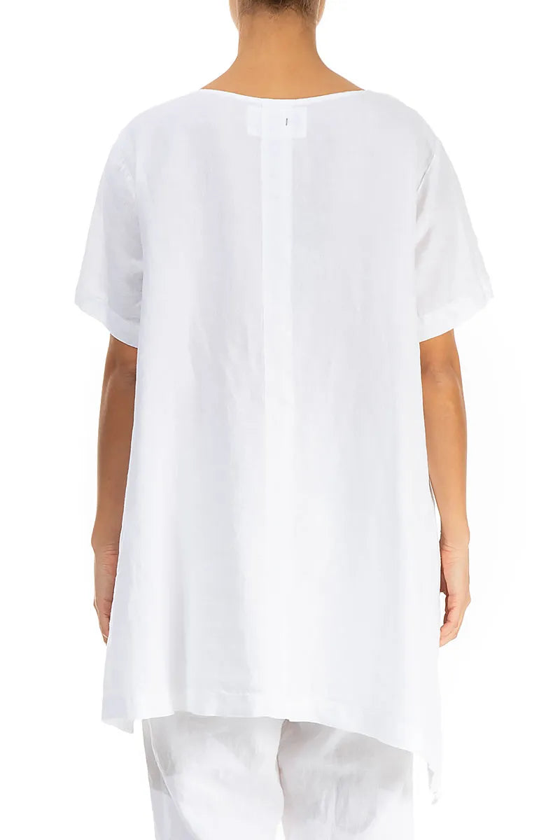 Asymmetric White Linen Tunic