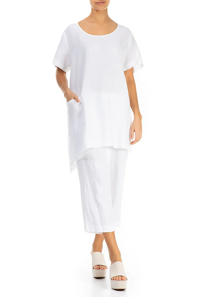 Asymmetric White Linen Tunic
