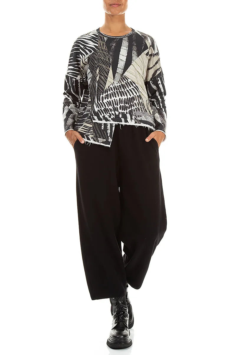 Asymmetric Wild Ink French Terry Cotton Blouse 4